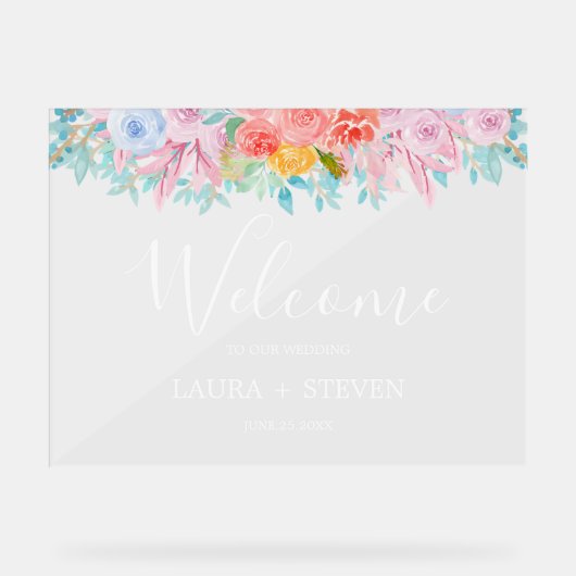 Bloembruiloft Welkom Acryl Tekenen Acryl Bord (Voorkant)