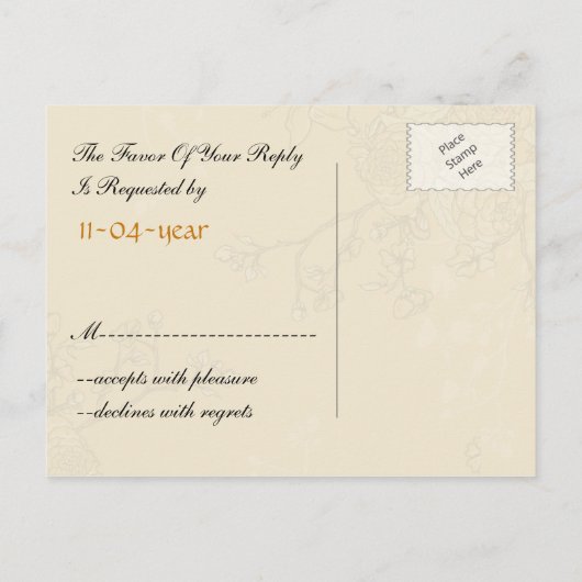 bloembruine vogelkooi, liefdesvogels RSVP Uitnodiging Briefkaart (Achterkant)