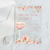 Bloembrunch en Bubbly Champagne Vrijgezellenfeest Acryl Uitnodigingen