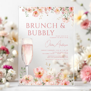 Bloembrunch en Bubbly Champagne Vrijgezellenfeest Acryl Uitnodigingen