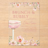 Bloembrunch en Bubbly Champagne Vrijgezellenfeest Acryl Uitnodigingen (Voorkant)