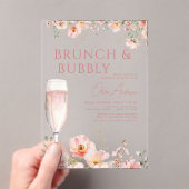 Bloembrunch en Bubbly Champagne Vrijgezellenfeest Acryl Uitnodigingen (Insitu (Draagbaar))