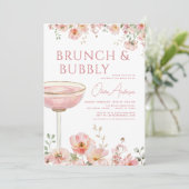 Bloembrunch en Bubbly Champagne Vrijgezellenfeest Kaart (Staand voorkant)