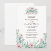 Bloemcactus & succulent. Botanische bruiloft Kaart (Voorkant / Achterkant)