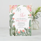 Bloemcactus vetplanten Hij of zij Geslacht onthull Kaart (Staand voorkant)