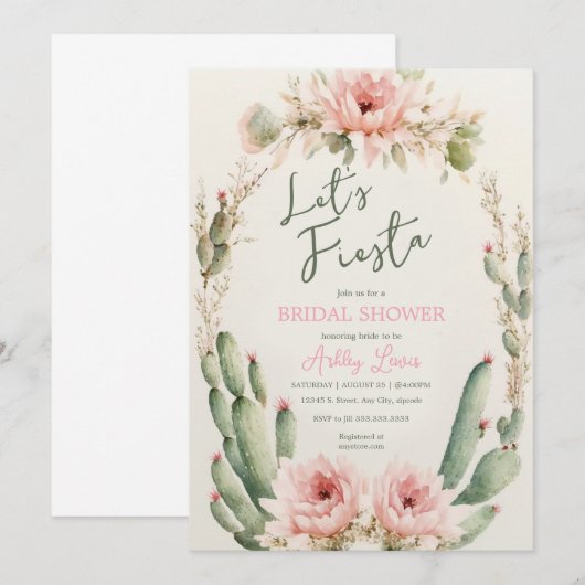 Bloemcactus vrijgezellenfeest, Boho Flowers Kaart (Voorkant / Achterkant)