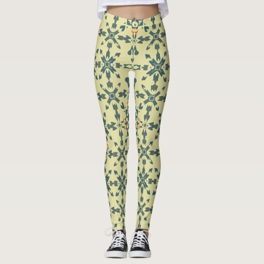 bloemcaleidoscooppatroon in aardtonen leggings (Voorkant)