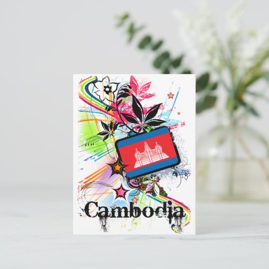 BloemCambodja Briefkaart (Staand voorkant)