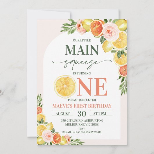 Bloemcitroen Sinaasappel Onze belangrijkste knijp  Kaart (Voorkant)