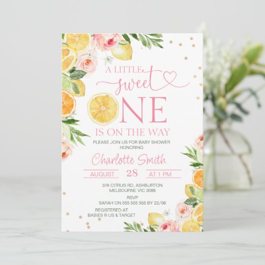 Bloemcitrus een beetje lief een Baby shower Kaart (Staand voorkant)