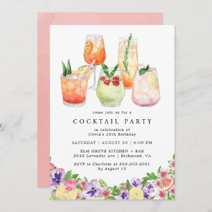 bloemcitrus   Fun zomer cocktail party verjaardag Kaart