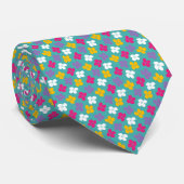 Bloemclusters op turquoise voor een heldere uitstr stropdas (Opgerold)
