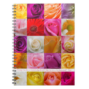 Bloemcollage met Rumi citaat - Spiraal Notebook Notitieboek