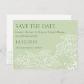 Bloemcontouren Save the Date Briefkaart (Voorkant / Achterkant)