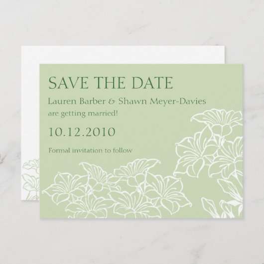 Bloemcontouren Save the Date Briefkaart (Voorkant / Achterkant)
