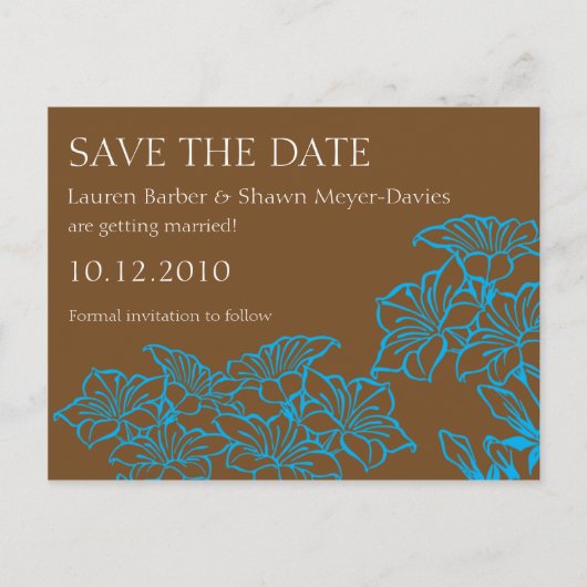 Bloemcontouren Save the Date Briefkaart (Voorkant)