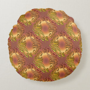 Bloemdamast gouden patroon rond kussen