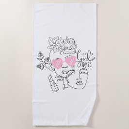 BLOEMDAME LIJN KUNST MET QUOTE STRANDLAKEN