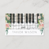 Bloemdecoratie pianist muziekleraar visitekaartje (Voorkant)