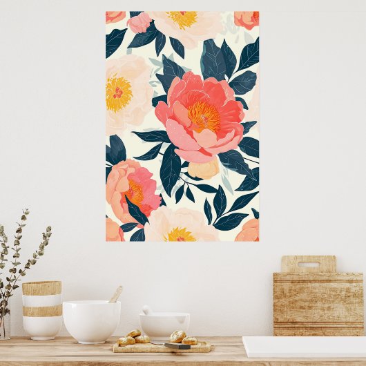  bloemdecoratie poster (Keuken)