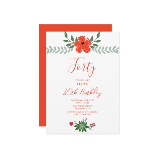 bloemdecoratie verjaardagsfeestje kaart (Voorkant / Achterkant in situ)