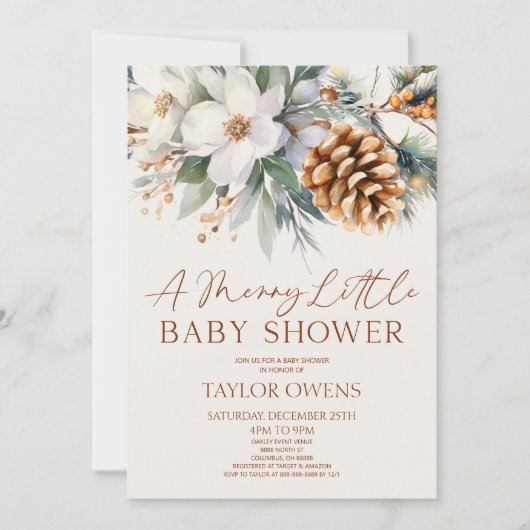 Bloemdennenboom Een vrolijk klein Baby shower Kaart (Voorkant)