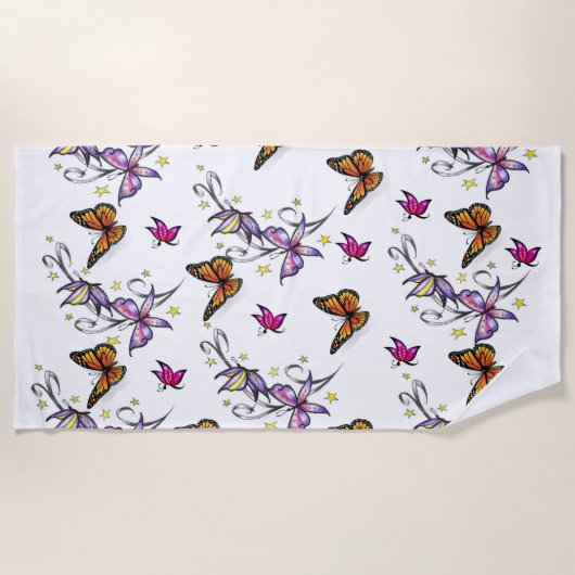 Bloemdoeken Butterflies Strandlaken (Voorkant)