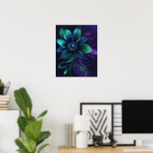 BLOEMDONKER BLAUWGROEN PAARSE KUNST POSTER (Thuiskantoor)