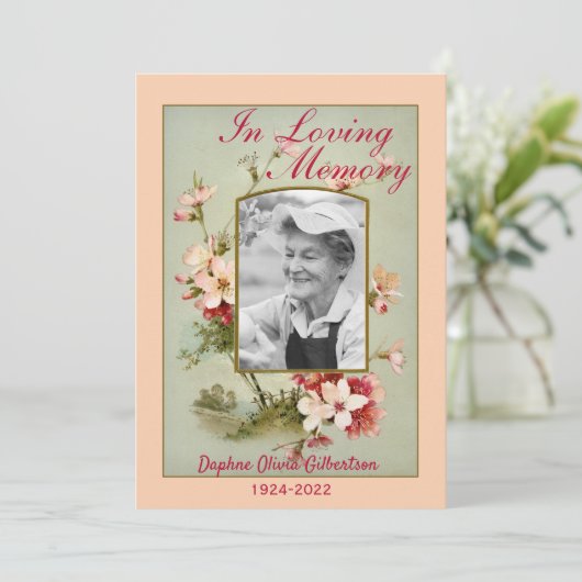 Bloemdood Aankondiging Kaart (Staand voorkant)