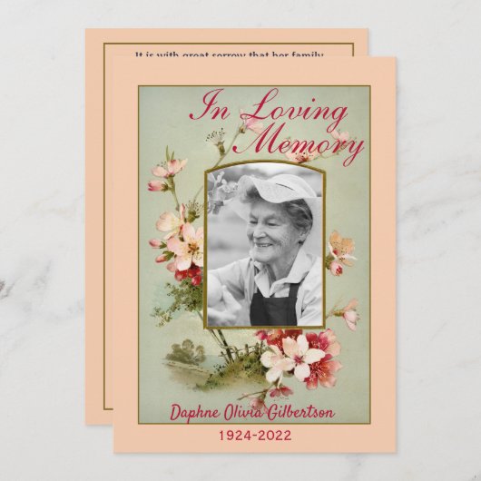 Bloemdood Aankondiging Kaart (Voorkant / Achterkant)