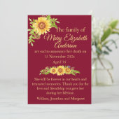 Bloemdood en begrafenisaankondiging Bourgondië Aankondiging (Staand voorkant)