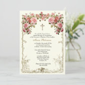 bloemdoop doopgouden kruis kaart (Staand voorkant)