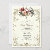 bloemdoop doopgouden kruis kaart (Voorkant)