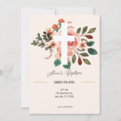 Bloemdoop uitnodiging met elegant kruis (Voorkant)