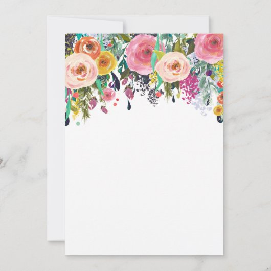 Bloemdoop uitnodiging, waterverf toewijding kaart (Achterkant)