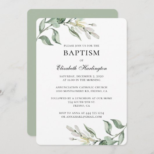 Bloemdoop uitnodiging. Witte lentebloemen Kaart (Voorkant / Achterkant)