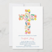 bloemdoop uitnodigingen, roze geel Kruis uitnodigi Kaart (Voorkant)