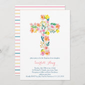 bloemdoop uitnodigingen, roze geel Kruis uitnodigi Kaart (Voorkant / Achterkant)