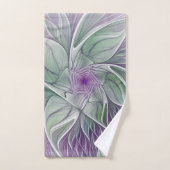 Bloemdromen, Abstracte Paarse groene fractale kuns Bad Handdoek (Handdoek)