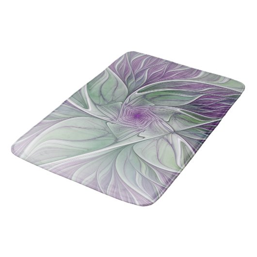 Bloemdromen, Abstracte Paarse groene fractale kuns Badmat (Gekanteld)