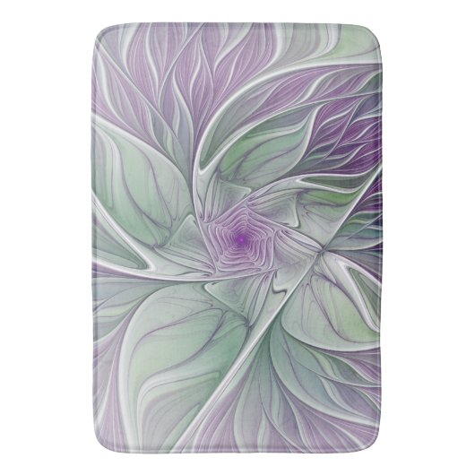 Bloemdromen, Abstracte Paarse groene fractale kuns Badmat (Voorkant Verticaal)