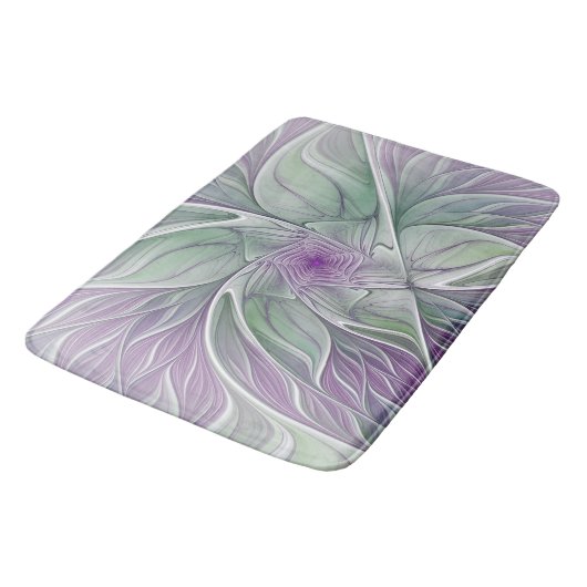 Bloemdromen, Abstracte Paarse groene fractale kuns Badmat (Gekanteld)