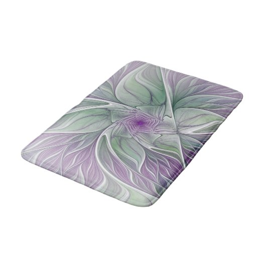 Bloemdromen, Abstracte Paarse groene fractale kuns Badmat (Gekanteld)