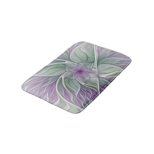 Bloemdromen, Abstracte Paarse groene fractale kuns Badmat (Gekanteld)