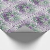Bloemdromen, Abstracte Paarse groene fractale kuns Cadeaupapier (Hoek)