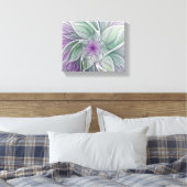 Bloemdromen, Abstracte Paarse groene fractale kuns Canvas Afdruk (Insitu (Slaapkamer))