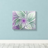 Bloemdromen, Abstracte Paarse groene fractale kuns Canvas Afdruk (Insitu (Houten vloer))