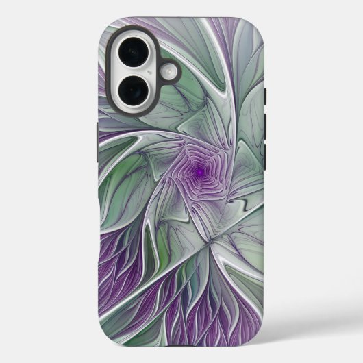 Bloemdromen, Abstracte Paarse groene fractale kuns Case-Mate iPhone Case (Achterkant)