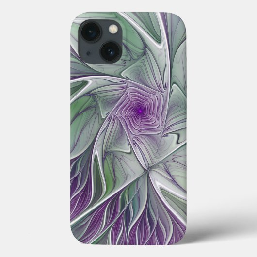 Bloemdromen, Abstracte Paarse groene fractale kuns Case-Mate iPhone Case (Achterkant)