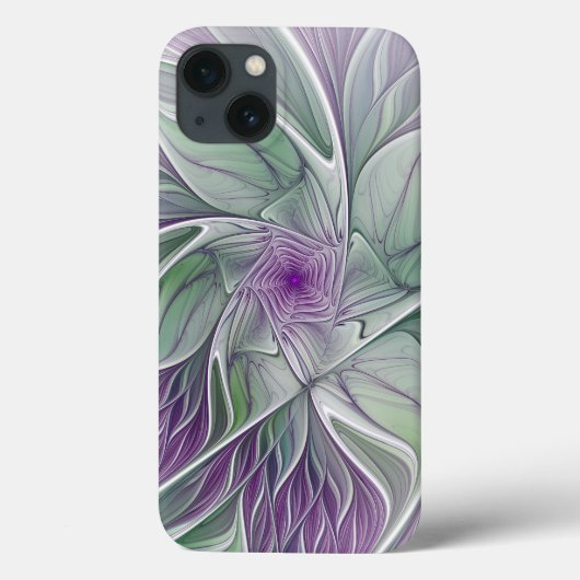 Bloemdromen, Abstracte Paarse groene fractale kuns Case-Mate iPhone Case (Achterkant)